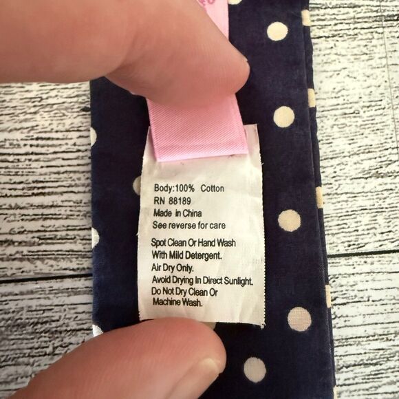 Lilly Pulitzer Women's Large 100% Cotton Double Ring Navy Blue Polka Dot Belt - Picture 5 of 5